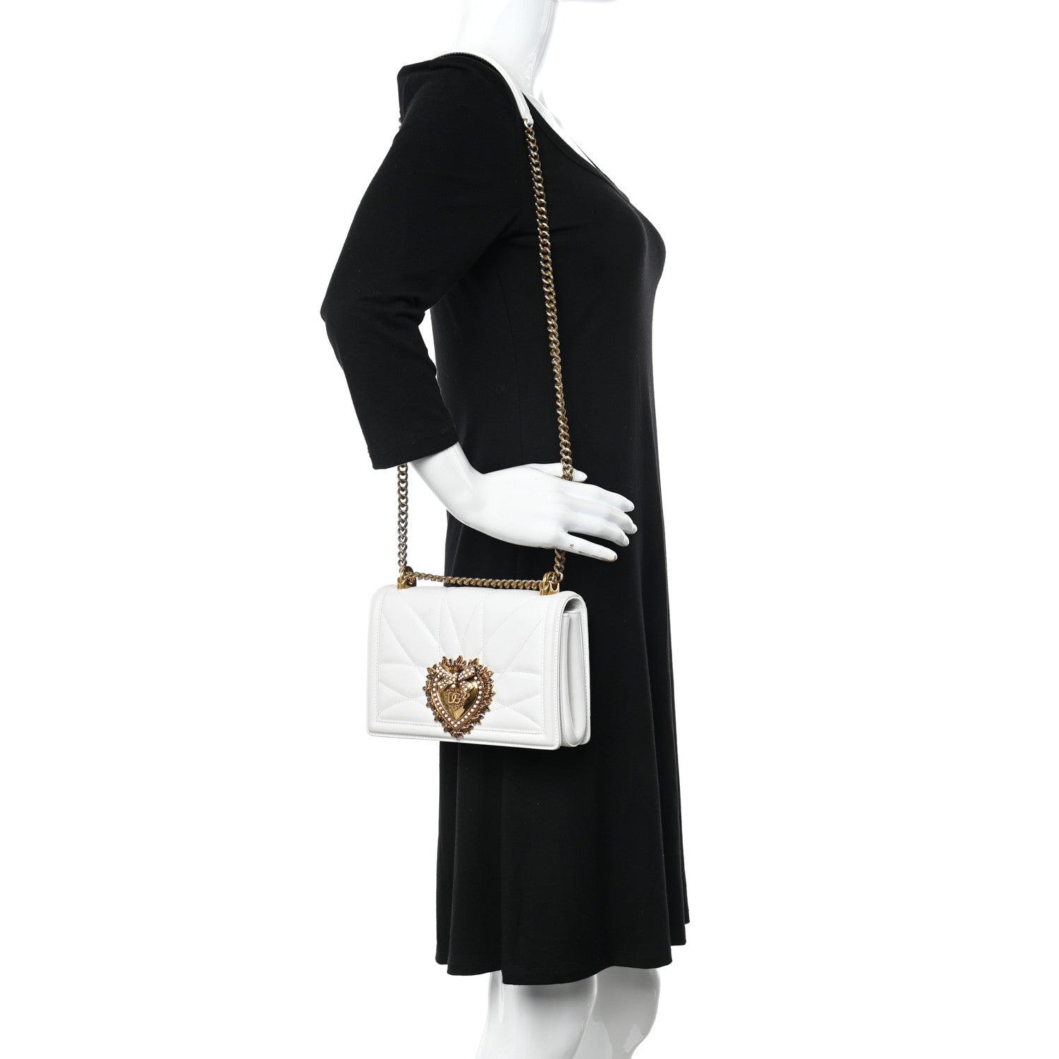 Dolce & Gabbana Lambskin Medium Devotion Crossbody Bag White 3 of 13