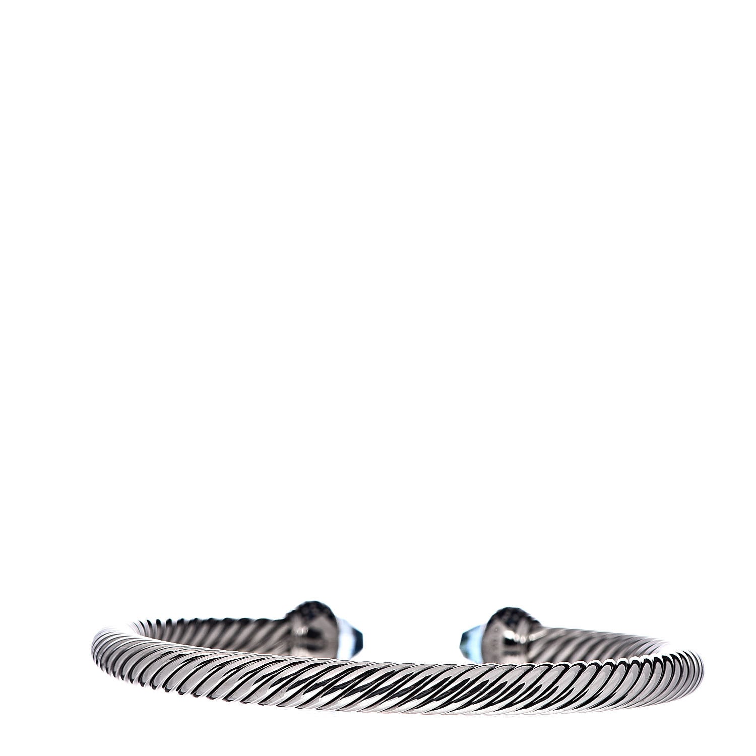 David Yurman Sterling Silver Blue Topaz Blue Sapphire 5mm Cable Candy Bracelet M 3 of 4