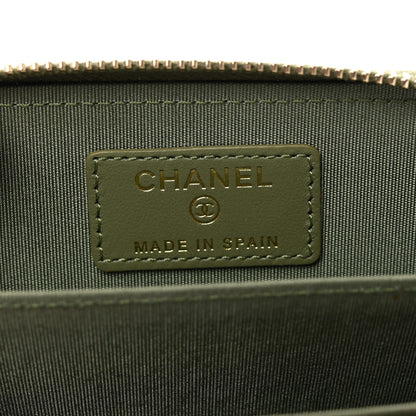 Chanel Lambskin Quilted 19 Zip Around Coin Purse Wallet Green 6 of 9