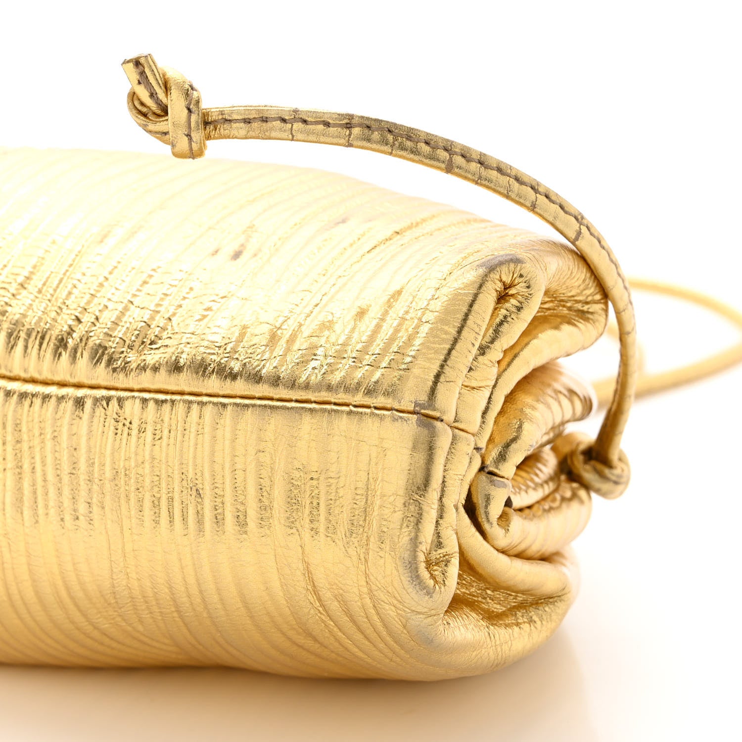 Bottega Veneta Metallic Bark Calfskin The Mini Pouch Gold 10 of 16
