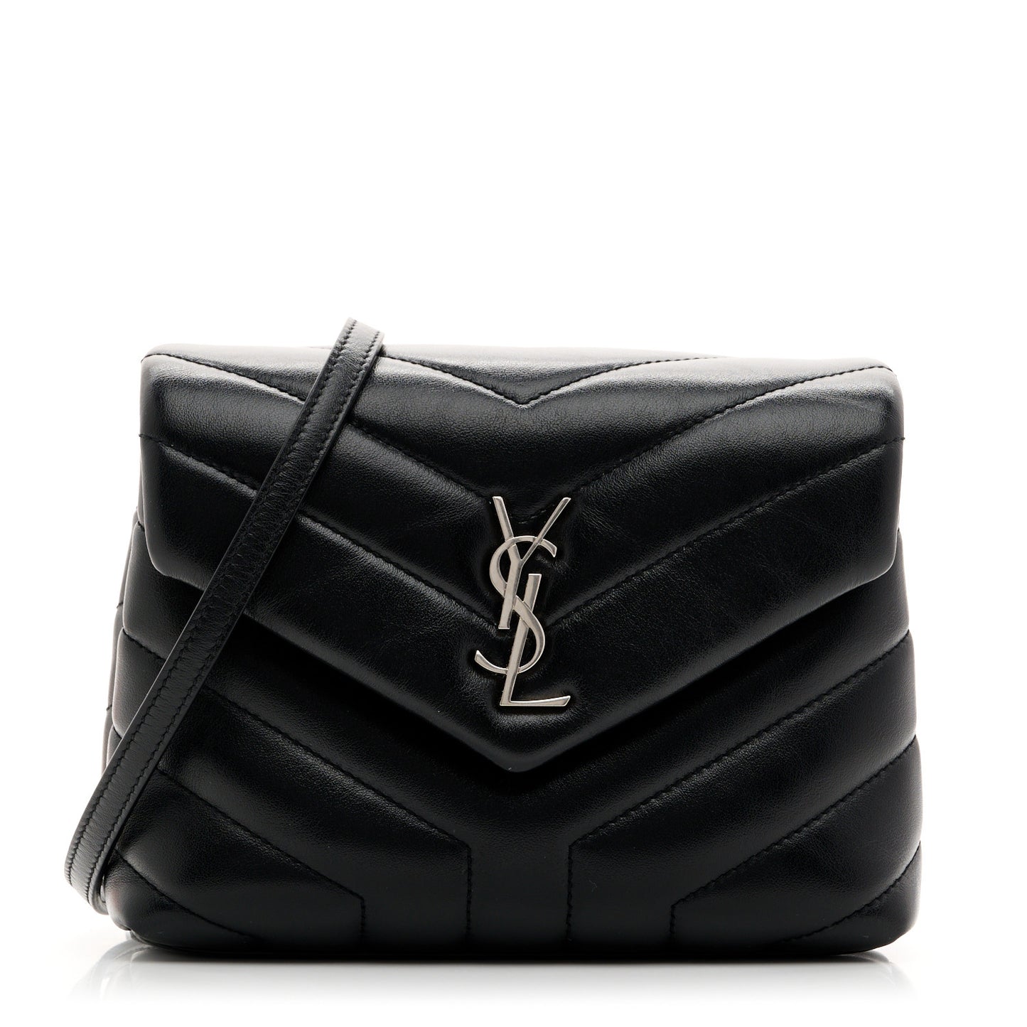 Calfskin Y Quilted Monogram Toy Loulou Crossbody Bag Black