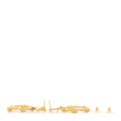 Chanel Pearl Gripoix CC Chain Drop Hoop Earrings Gold 3 of 5