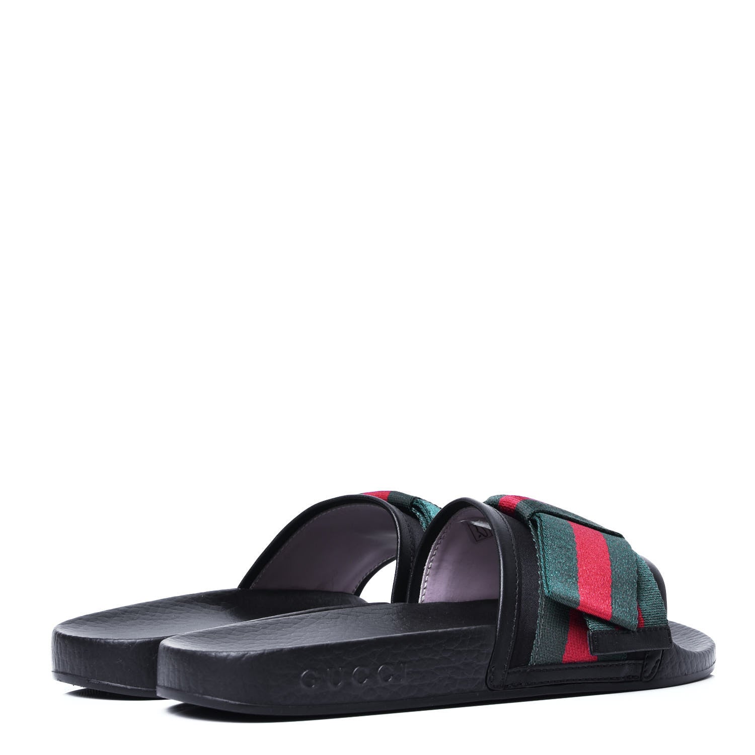 Gucci Satin Web Bow Slide Sandals 36 Black 3 of 5
