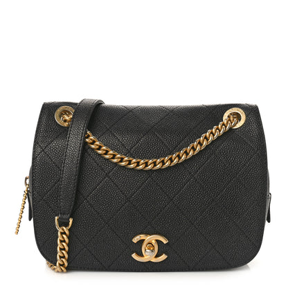 Chanel Caviar Stitched Messenger Flap Bag Black 1 of 9