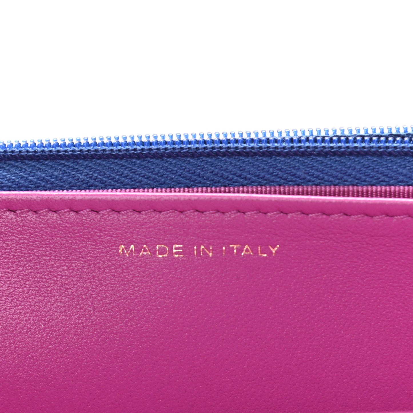 Lambskin Quilted Wallet On Chain WOC Dark Blue Pink