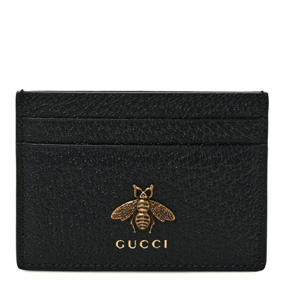 Gucci Pebbled Calfskin Animalier Card Holder Black 1 of 7