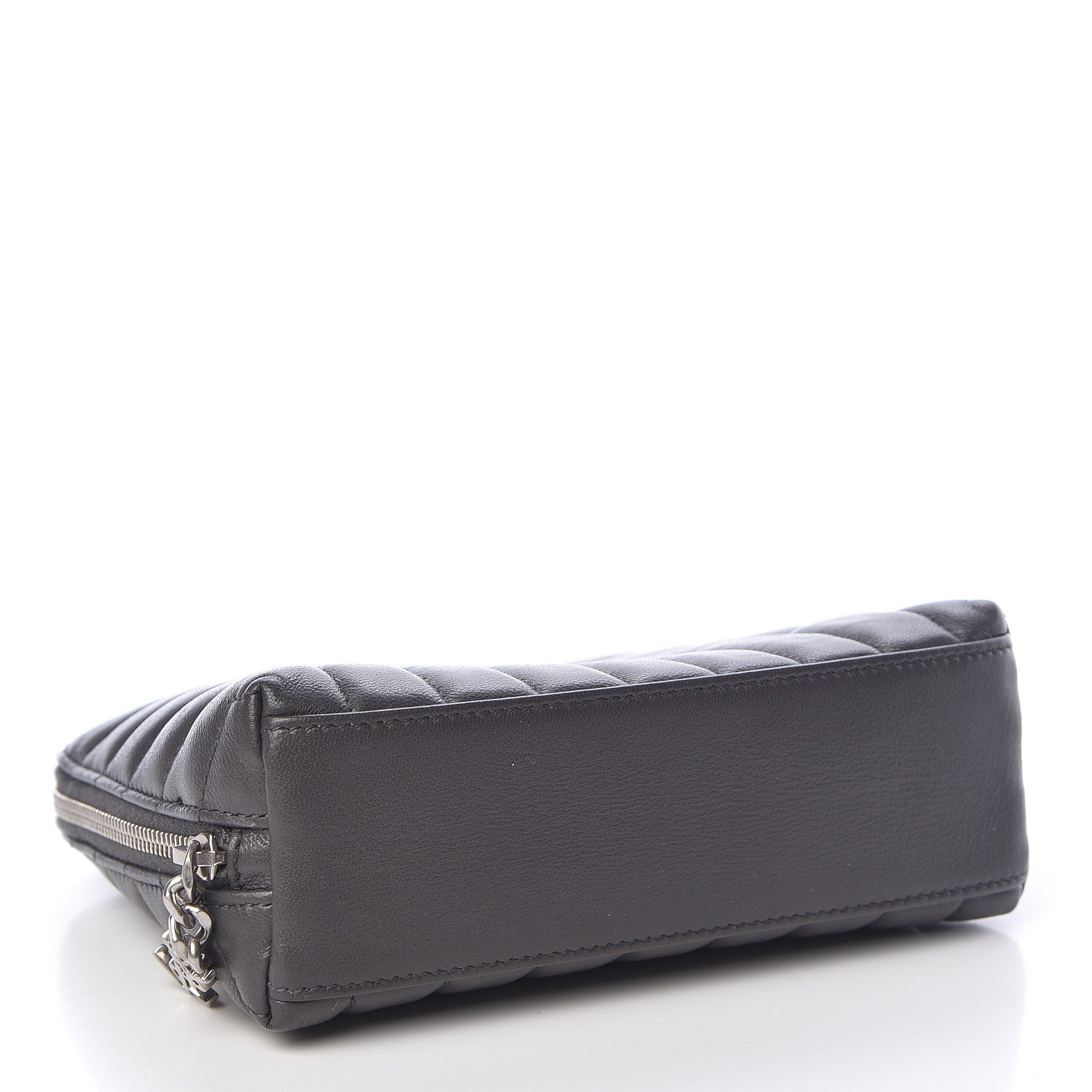 Saint Laurent Lambskin Matelasse Cosmetic Case Asphalt 4 of 8