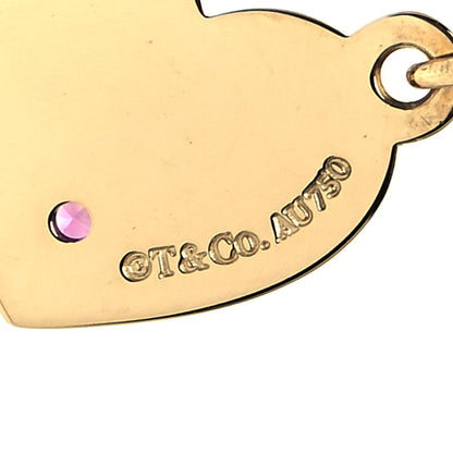 Tiffany 18K Yellow Gold Pink Sapphire Heart Tag Pendant 2 of 3