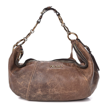Prada Deerskin Tamponato Hobo Brown 1 of 14