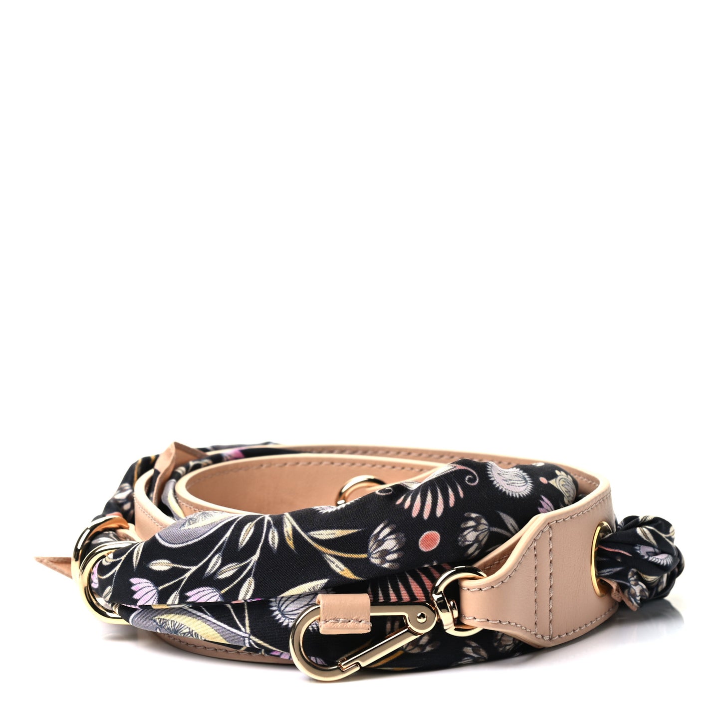 Calfskin Silk Floral Scarf Strap Tan