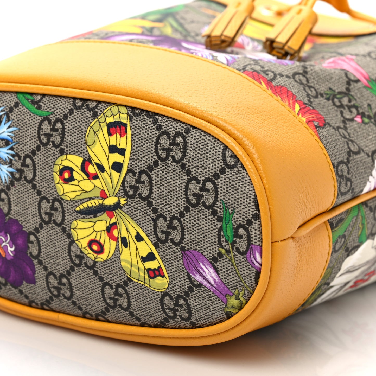 GG Supreme Monogram Flora Small Ophidia Bucket Bag Beige Multicolor Crop