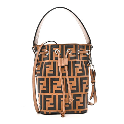 Fendi Vitello Liberty F is Fendi Bi-Color FF 1974 Embossed Mini Mon Tresor Bucket Bag Tobaco Orzo 1 of 10