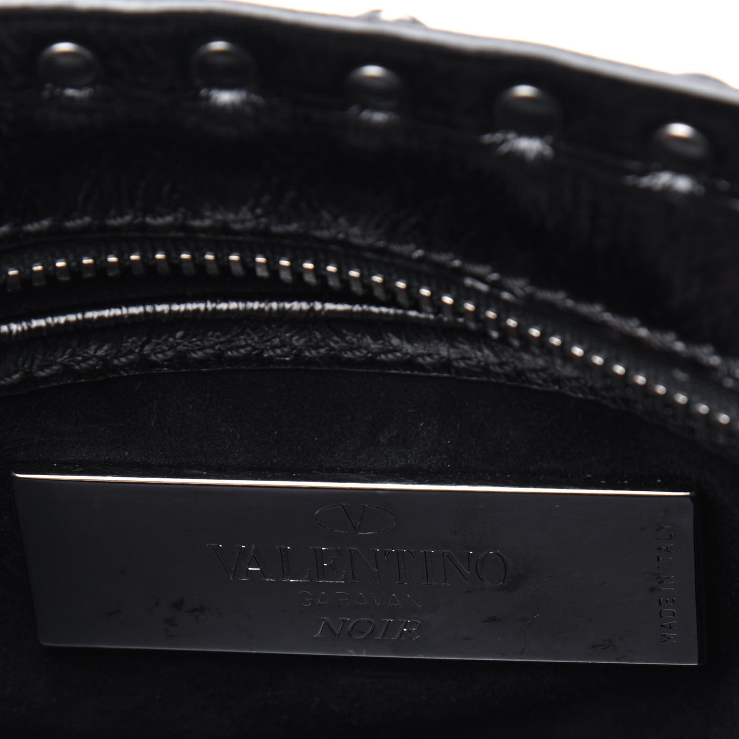 Craquele Calfskin Small Guitar Strap Rockstud Rolling Flap Pocket Shoulder Bag Black