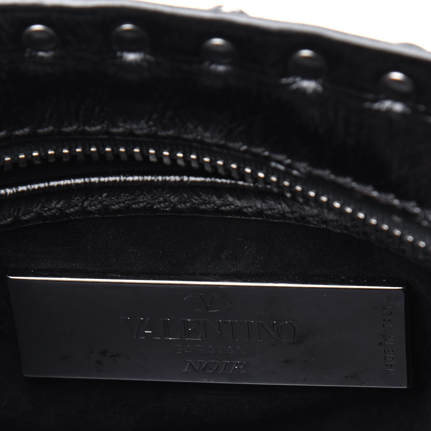 Valentino Garavani Craquele Calfskin Small Guitar Strap Rockstud Rolling Flap Pocket Shoulder Bag Black 6 of 14