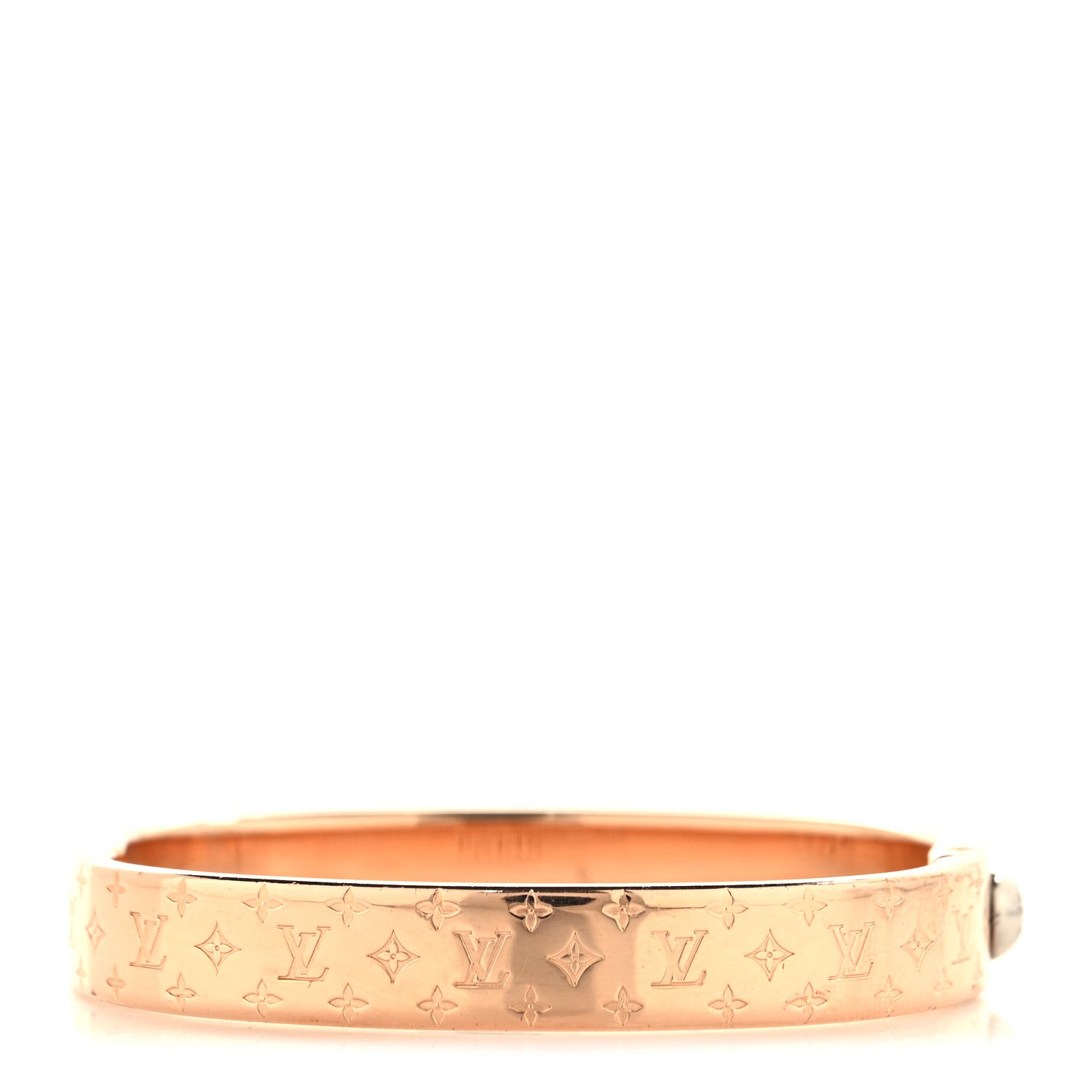 Louis Vuitton Brass Monogram Nanogram Cuff S Pink Gold 3 of 6
