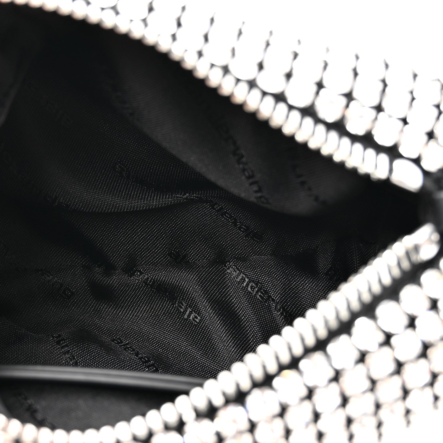 Alexander Wang Mesh Crystal Rhinestone Mini Heiress Pouch Black Silver 5 of 10