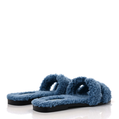 Hermes Woolskin Oran Sandals 40.5 Bleu 4 of 8
