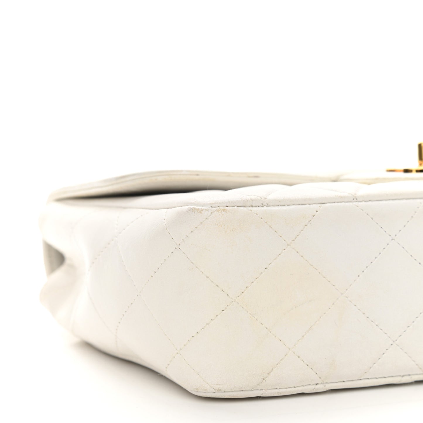 Lambskin Quilted Medium Single Flap White