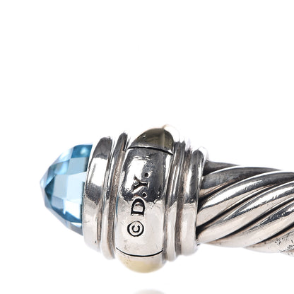 David Yurman Sterling Silver 14K Yellow Gold Blue Topaz 5mm Cable Classics Bracelet 4 of 6