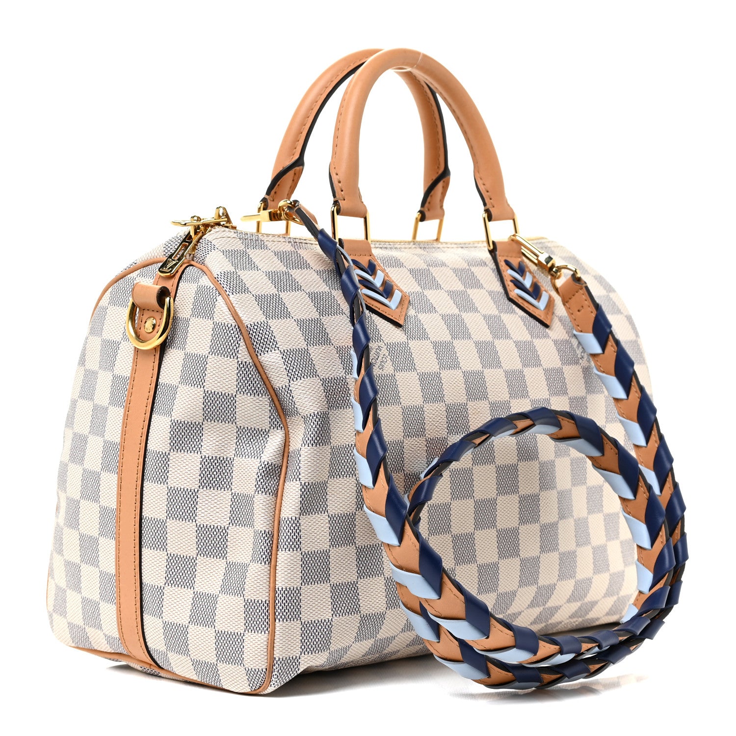 Louis Vuitton Damier Azur Braided Speedy Bandouliere 30 Blue 3 of 11