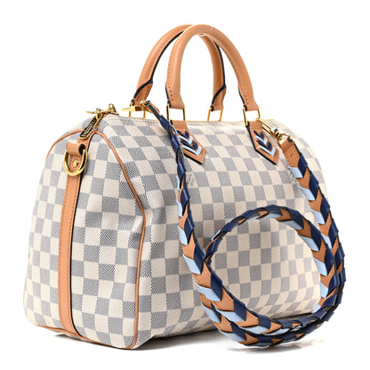 Louis Vuitton Damier Azur Braided Speedy Bandouliere 30 Blue 3 of 11
