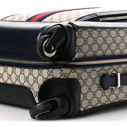 Gucci GG Supreme Monogram Textured Dollar Calfskin Web Savoy Cabin Plus Trolley Beige Blue 9 of 9
