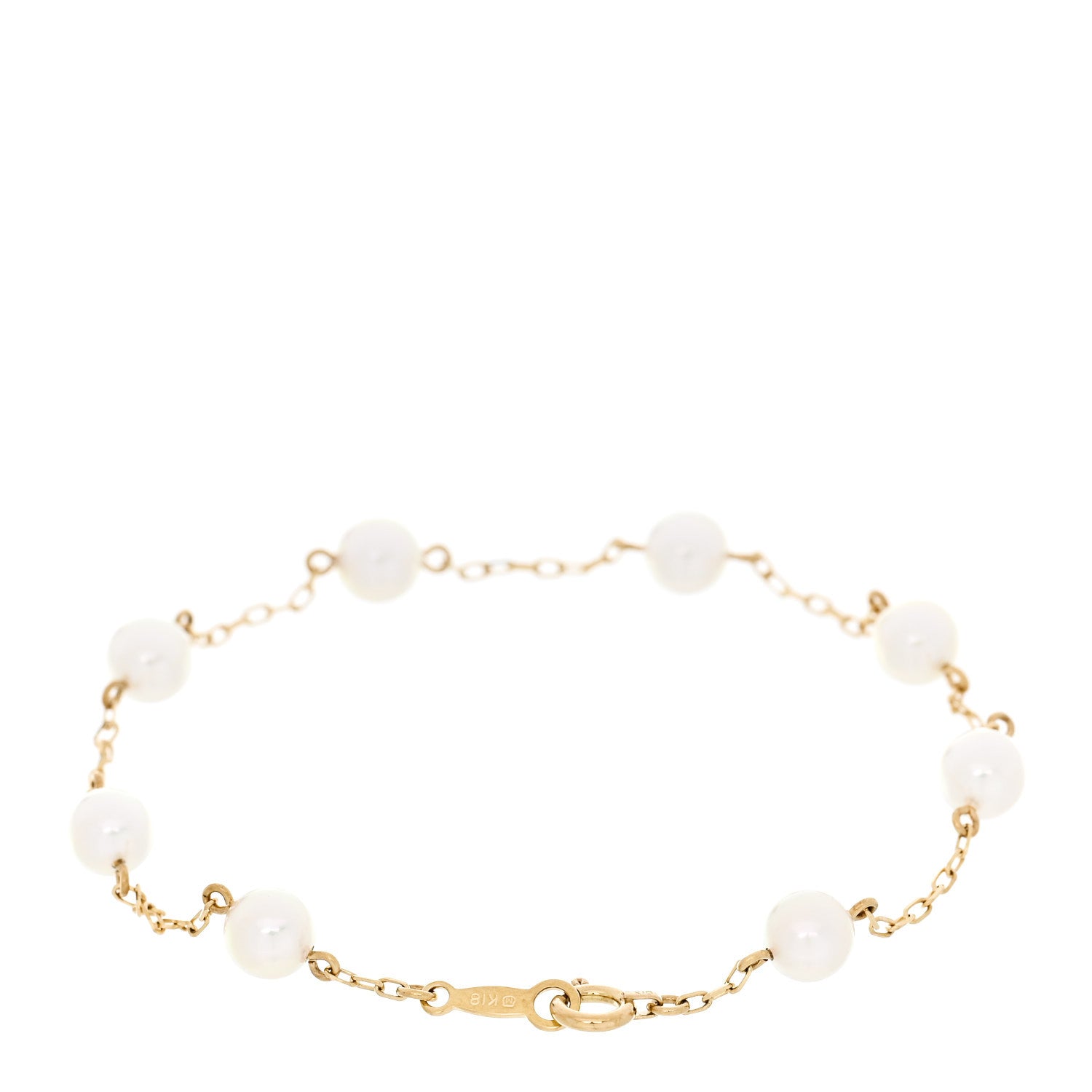 Mikimoto 18K Yellow Gold Akoya Cultured Pearl 5-5.5mm Station Bracelet 2 of 4