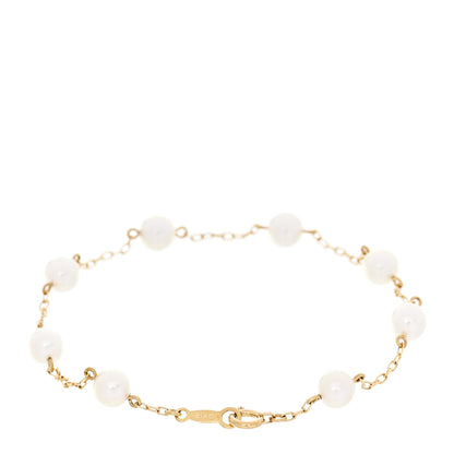 Mikimoto 18K Yellow Gold Akoya Cultured Pearl 5-5.5mm Station Bracelet 2 of 4
