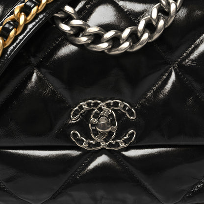 Chanel Shiny Crumpled Calfskin Quilted Medium Chanel 19 Flap Black 8 of 11