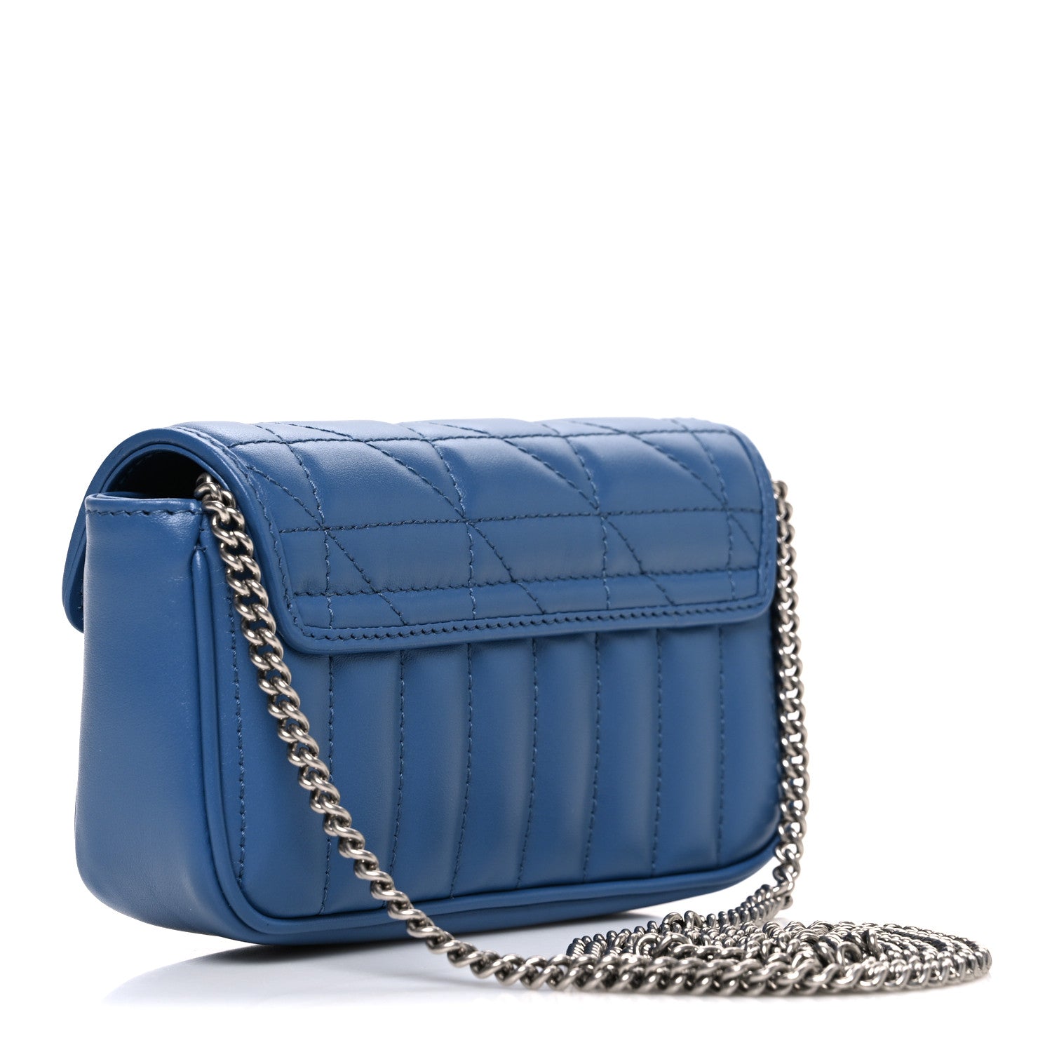 Gucci Calfskin Matelasse Aria Super Mini GG Marmont Shoulder Bag Clear Blue 3 of 10