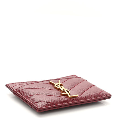 Saint Laurent Grain De Poudre Matelasse Chevron Monogram Credit Card Case Opyum Red 4 of 8