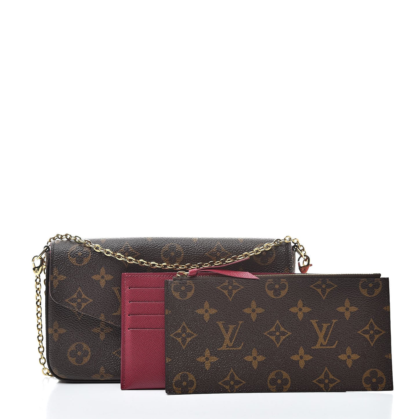 Monogram Pochette Felicie Chain Wallet Fuchsia