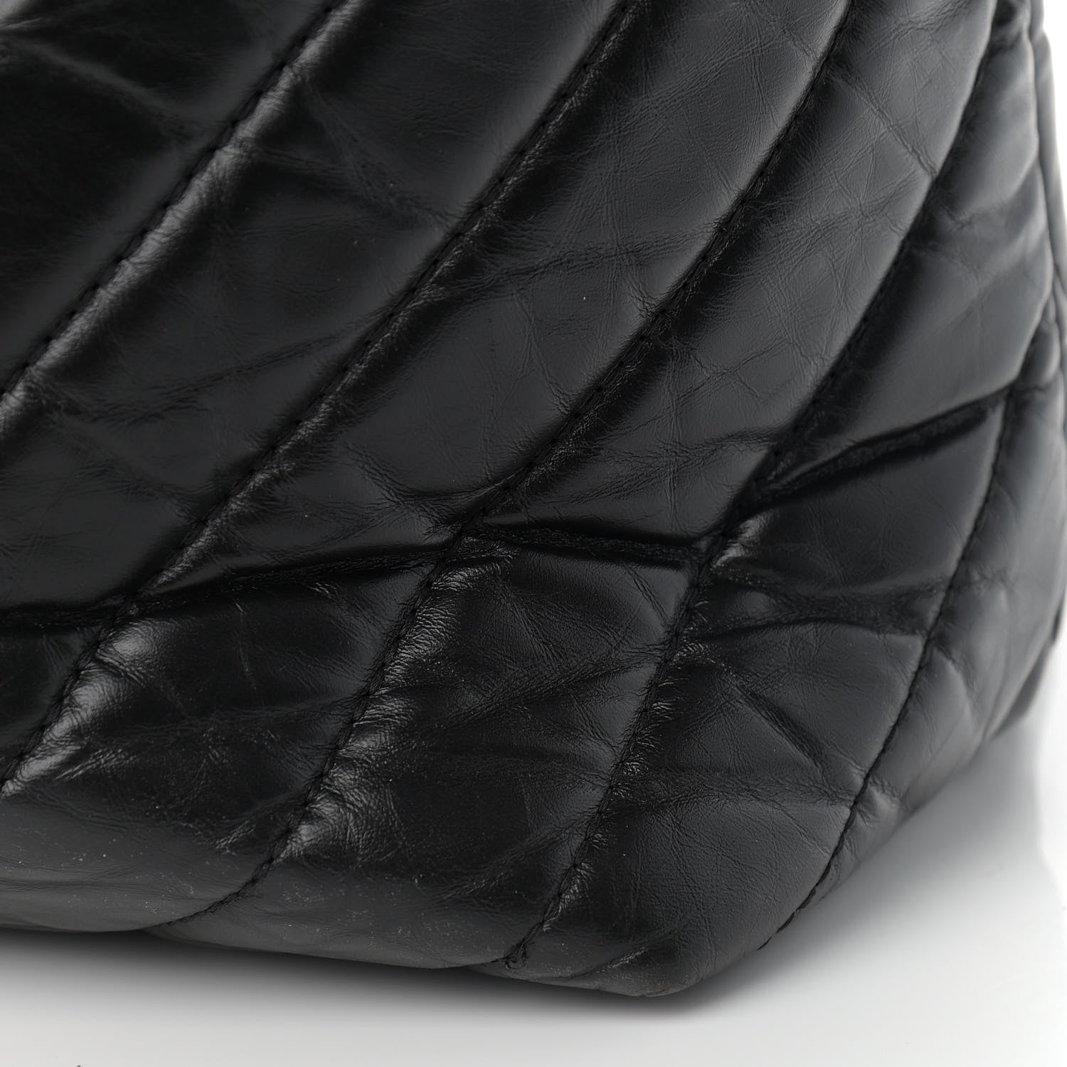 Chanel Aged Calfskin Chevron Quilted Duffle Bag Black 10 of 15