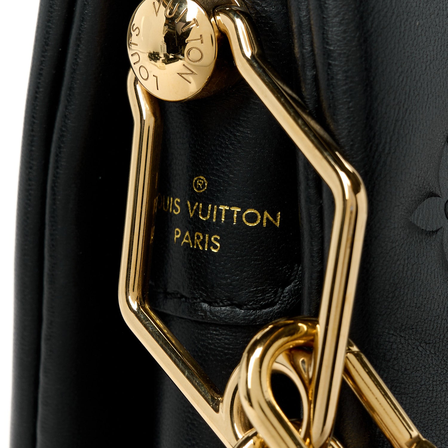 Louis Vuitton Lambskin Embossed Monogram Coussin PM Black 9 of 12