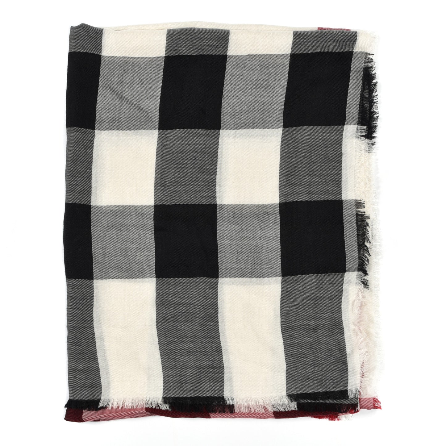 Cashmere House Check Lightweight Scarf Ivory