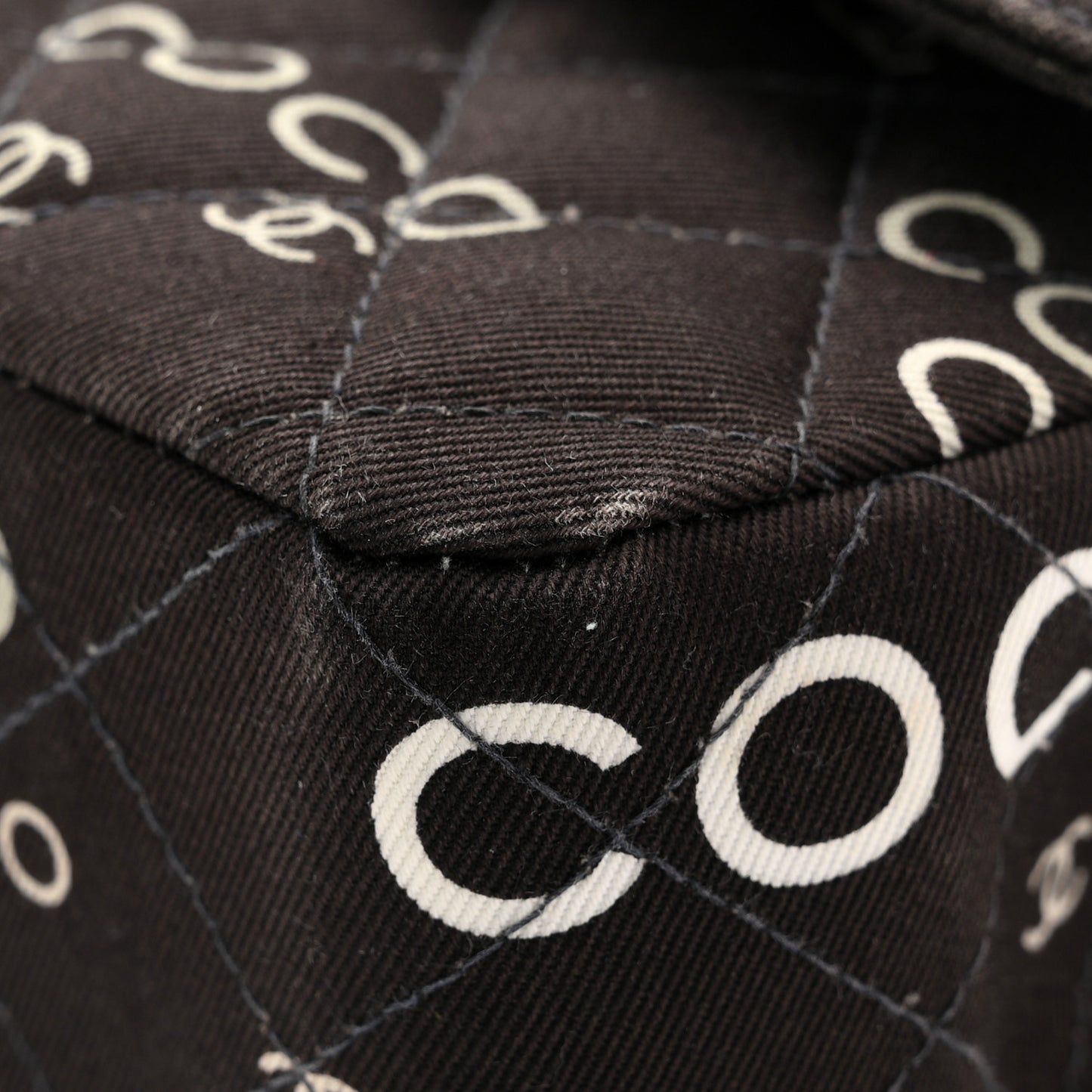 Canvas Coco Printed Quilted Medium Double Flap Black White