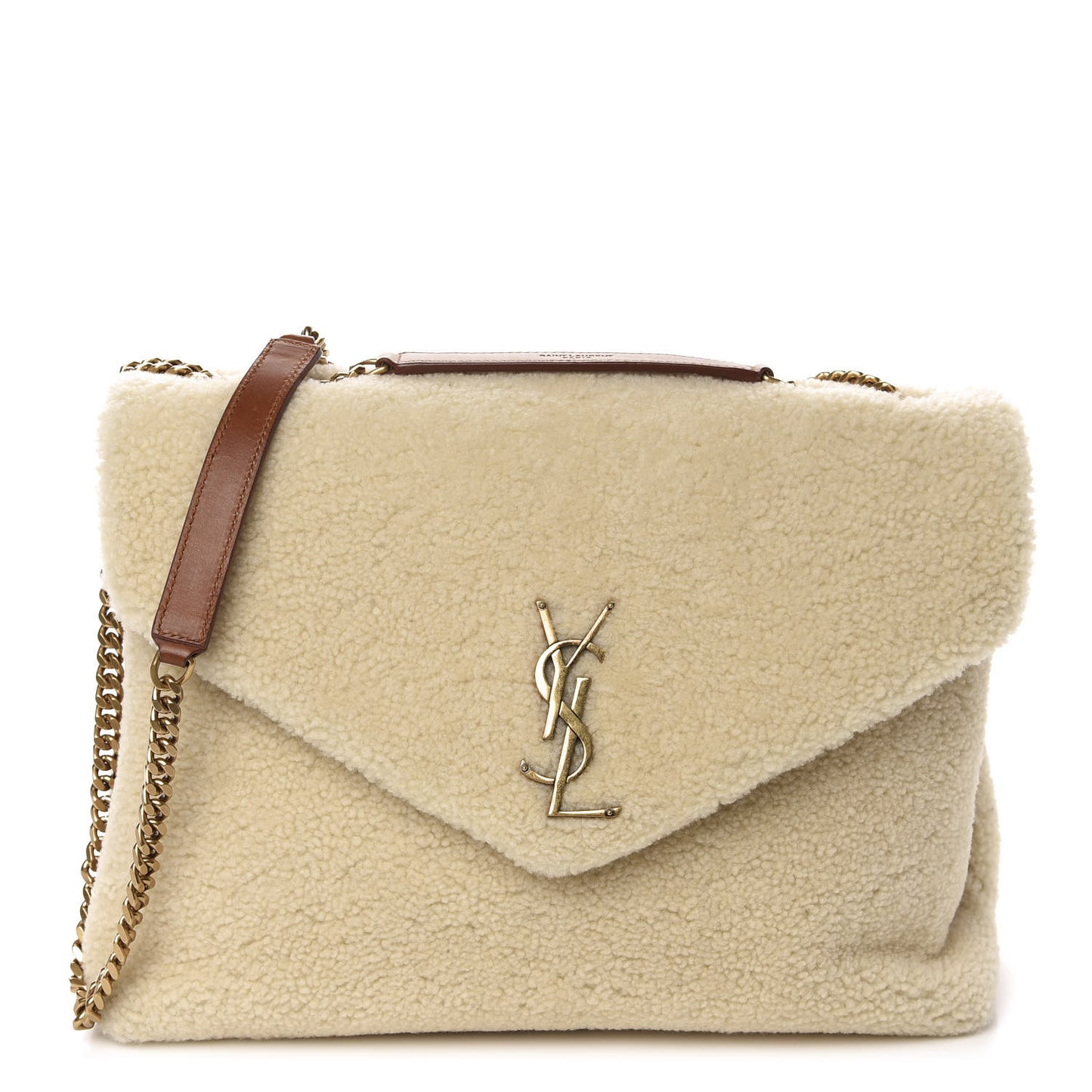 Shearling Medium Loulou Shoulder Bag Natural