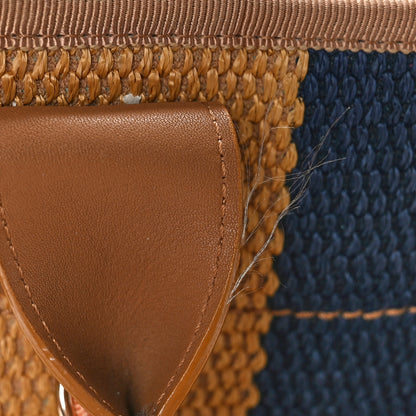 Chanel Straw Raffia Calfskin Striped Medium Deauville Tote Khaki Beige Navy Blue 19 of 19