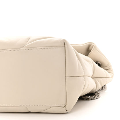 Saint Laurent Lambskin Quilted Medium Loulou Puffer Monogram Chain Satchel Crema Soft 8 of 9