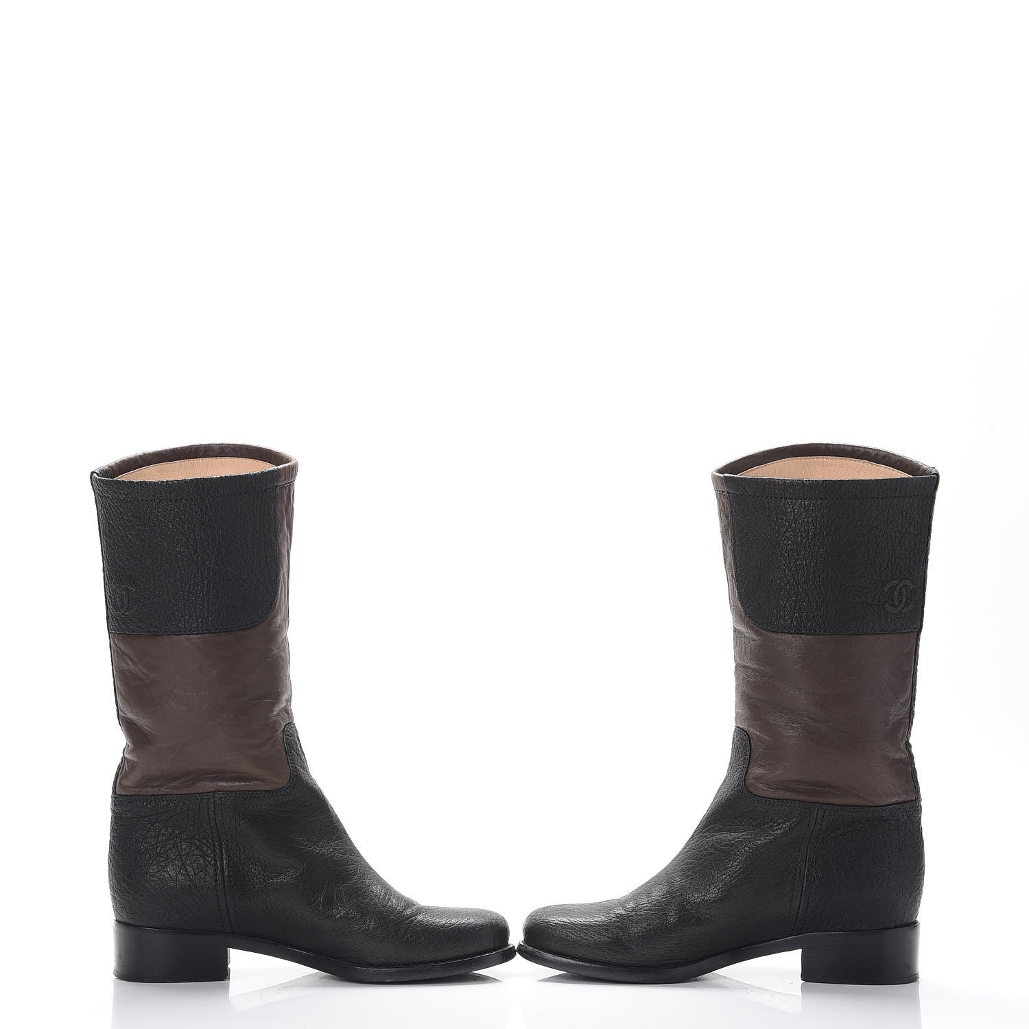 Chanel Lambskin Calfskin High Boots 36.5 Dark Brown Black 6 of 15