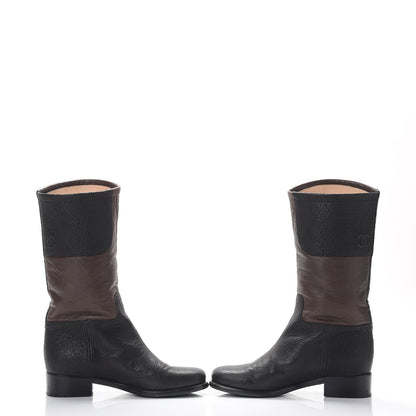 Chanel Lambskin Calfskin High Boots 36.5 Dark Brown Black 6 of 15