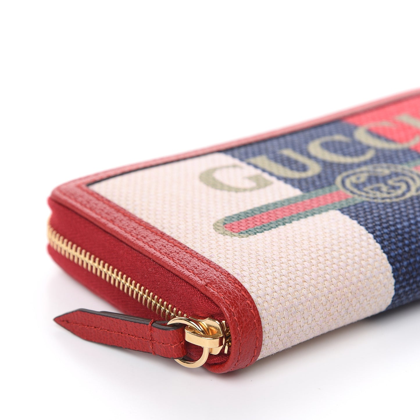 Canvas Sylvie Stripe Logo Zip Around Wallet Mystic White Hibiscus Red Maritime