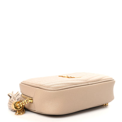 Saint Laurent Grain De Poudre Matelasse Monogram Mini Lou Camera Bag Dark Beige 4 of 10