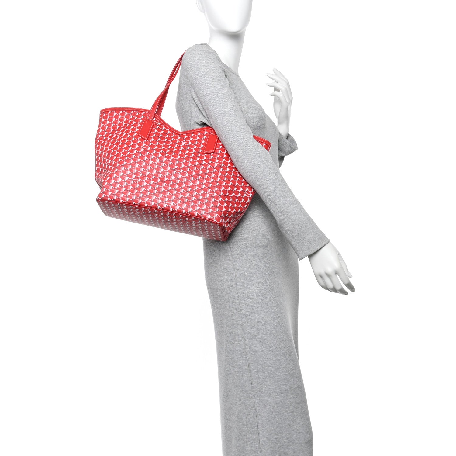 Moynat Calfskin Canvas M Tote MM Red 2 of 11