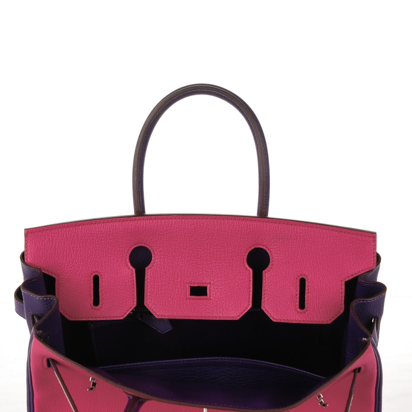 Chevre Bi-Color Horseshoe Birkin 30 Rose Shocking Iris