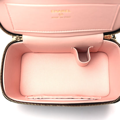 Chanel Shiny Lambskin Quilted Top Handle Vanity Case With Chain Black 6 of 11
