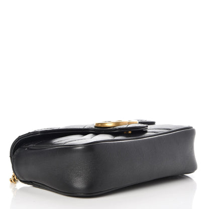 Gucci Calfskin Matelasse Super Mini GG Marmont Shoulder Bag Black 5 of 10