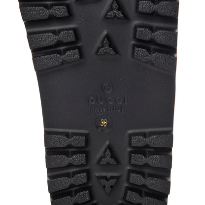 Gucci Metallic Nappa Silk Sunrise Heart Crossover Platform Lug Sole Sandals 38 Argento 6 of 7