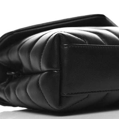Saint Laurent Calfskin Y Quilted Monogram Monochrome Toy Loulou Crossbody Bag Black 9 of 10