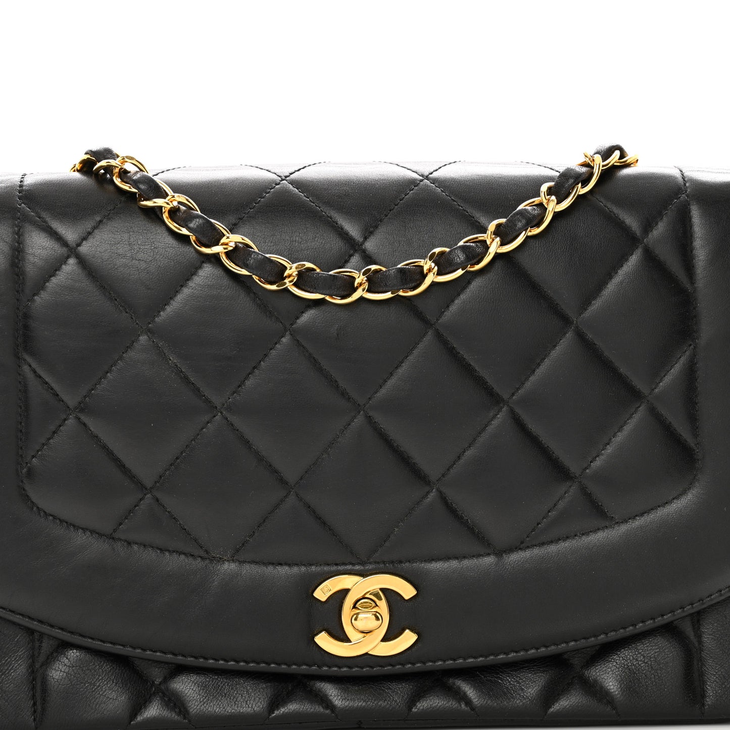 Lambskin Quilted Medium Single Flap Black